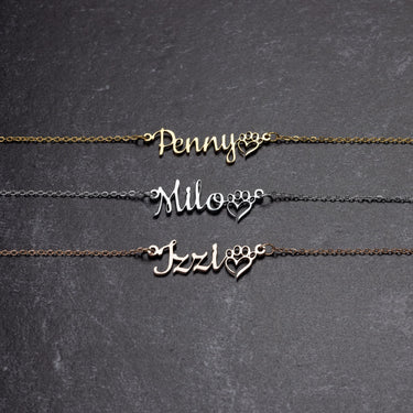 Personalized Name with Dog Paw Necklace - Love You This Much